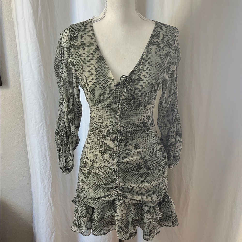 Zara Olive Green Snake Print Dress